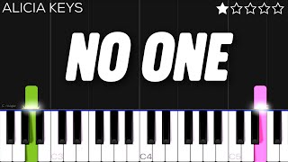 Alicia Keys  No One  EASY Piano Tutorial [upl. by Easlehc]