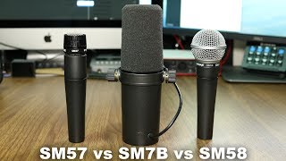 Shure SM57 vs SM58 vs SM7b Comparison Versus Series [upl. by Nnyledam]