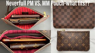 Louis Vuitton Neverfull MM VS PM Pouch Review What fits How to use them [upl. by Ynatil]