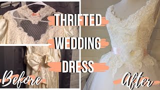 THRIFTED WEDDING DRESS MAKEOVER  DIY Wedding Dress  Haylie Michelle [upl. by Eatnoled]