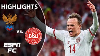 Inspired Denmark thrash Russia 41 to advance to the round of 16  Highlights  ESPN FC [upl. by Louanne]