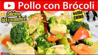 POLLO CON BROCOLI Comida China  Vicky Receta Facil [upl. by Hgielak]