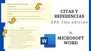 CITAS Y REFERENCIAS con normas APA 7ma edición en MICROSOFT WORD [upl. by Fredette460]