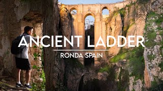 Ronda Spain  Hiking the Ruins Below the Bridge scary ancient ladder [upl. by Cherin]