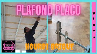 COMMENT POSER UN PLAFOND PLACO SOUS HOURDI BRIQUE EN SUSPENTE BASCULE [upl. by Sumahs86]