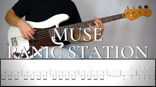 MUSE  PANIC STATION  Bass Cover Tutorial FREE TAB [upl. by Aden]