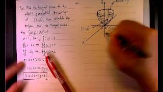 The Tangent Plane to an Elliptic Paraboloid [upl. by Bohun694]