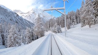 ★ 4K 🇨🇭Samedan  Albulabahn  Chur cab ride after over 1 meter snowfall 122020 [upl. by Eiramlehcar]