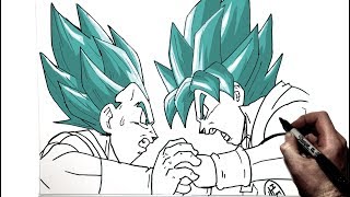 How to Draw Vegeta vs Goku  Step by step  Dragonball [upl. by Lombard68]