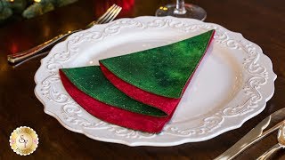 Simple DIY Folded Christmas Tree Napkin  Shabby Fabrics Tutorials [upl. by Salangi]