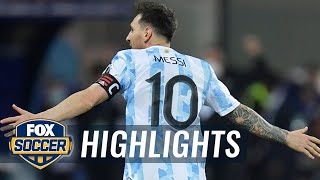 Lionel Messi buries unreal free kick dazzles in Argentinas 30 win  2021 Copa América Highlights [upl. by Soiritos272]