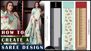 How To Create A Saree Designing in Photoshop For Textile Digitalprint designing [upl. by Yelhak]