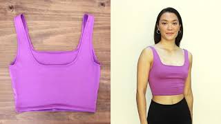 Square Neck Crop Top DIY  Sewing tutorial  Free pattern [upl. by Nahguav426]