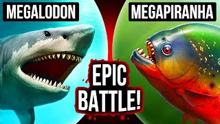 What If Megalodon and Megapiranha Met FacetoFace [upl. by Refynnej]