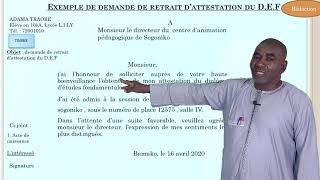 Lettre administrative  Exemple de demande de retrait dattestation [upl. by Accalia]