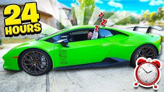 SPENDING 24 HOURS IN MY LAMBORGHINI CHALLENGE [upl. by Esinereb]