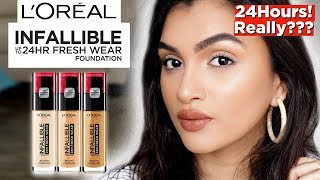 Loreal Infallible FRESH WEAR Foundation  FULL DAY Wear Test  BeautiCo [upl. by Ellenej]