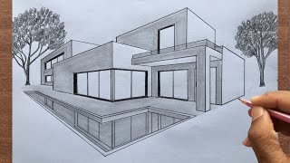 How to Draw a House in 2Point Perspective Step by Step [upl. by Mable249]