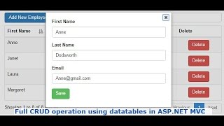 Full CRUD operation using datatables in ASPNET MVC [upl. by Celestine]