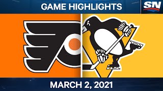 NHL Game Highlights  Flyers vs Penguins – March 02 2021 [upl. by Lecia678]