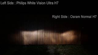 Philips WhiteVison Ultra H7 vs Osram Normal H7 [upl. by Nannie]