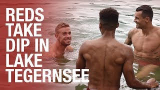 Its freezing  Liverpool FC players jump into in German lake after training [upl. by Enomyar]