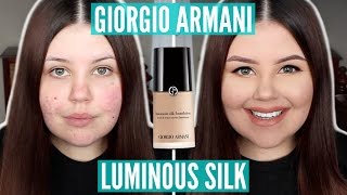 First Impressions  Giorgio Armani Luminous Silk Foundation Acne ScarringDry Skin [upl. by Sergeant419]