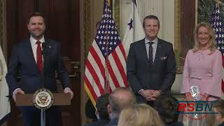 WATCH VP Vance Swears in Pete Hegseth as Secretary of Defense  12525 [upl. by Blaise]