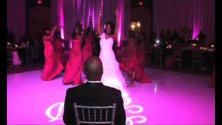 Bride Surprises Groom With quotLove On Topquot Dance At Wedding Reception [upl. by Adrahs248]