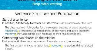 Moreover Furthermore amp In addition 3 Sentence Structure amp Punctuation [upl. by Mallen842]