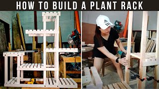 DIY Plant Rack out of Pallet Wood  How to build a Plant Shelf [upl. by Adekram]