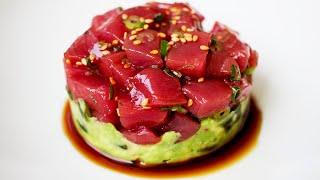 Tuna Tartare  How to Make  Bluefin Tuna Avocado Tartare [upl. by Airrat630]