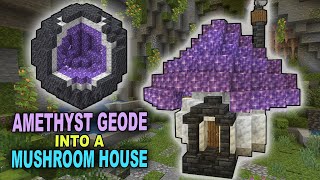 Cave Starter House  Turning an Amethyst Geode into a Mushroom House  Building Tutorial [upl. by Jamnes608]