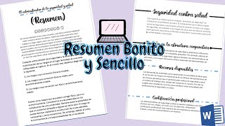 🖥 Como hacer RESUMEN BONITOS en Word [upl. by Carrol]