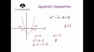 Quadratic Inequalities  Corbettmaths [upl. by Anelak242]