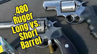 480 Ruger Short vs Long Barrel Buffalo Bore 410gr Hardcast Chronograph [upl. by Anibor]