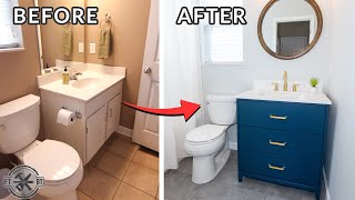 Easy Small Bathroom Remodel  DIY Makeover [upl. by Erasmus]