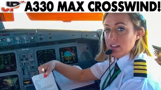 Landing AER LINGUS A330 with MAXIMUM CROSSWIND  Cockpit Views [upl. by Radnaxela651]