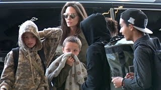 Angelina Jolie And The Children Taking A Trip [upl. by Lennod]