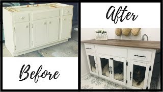 FARMHOUSE CABINET MAKEOVERDIY DOG CRATE [upl. by Amanda367]