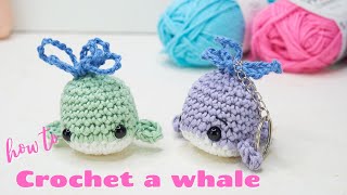 Easy crochet whale How to crochet the cutest amigurumi whale With whale blow [upl. by Geer]