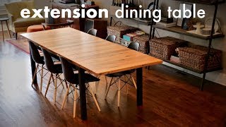 Reclaimed Oak Extension Dining Table  How To Build  Woodworking  Welding [upl. by Sukramal797]