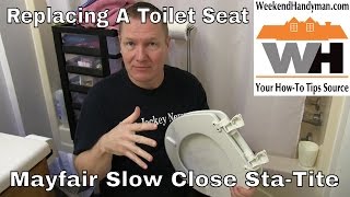 How To Replace Mayfair Slow Close Toilet Seat  Weekend Handyman [upl. by Chaffee362]