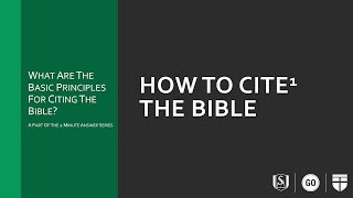 How to Cite the Bible [upl. by Ahsieket873]