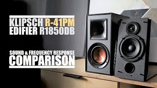 Klipsch R41PM vs Edifier R1850DB  Sound amp Frequency Response Comparison [upl. by Nettirb570]