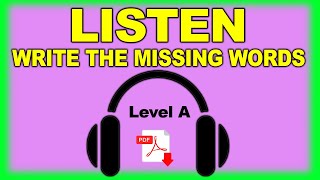 Dictation Exercise  Listen and write PDF  Level A  Easy English Lesson [upl. by Anuska724]