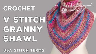 Crochet V Stitch Granny Triangle Shawl SUPER FAST [upl. by Laekcim]