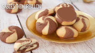 BISCUITS SABLÉS TOURBILLON  Recette des Sablés Vanille Chocolat [upl. by Aihsenyt832]