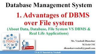 DBMS 1 Advantages of DBMS over File System  DBMS  SQL Tutorial for Beginners [upl. by Arod899]