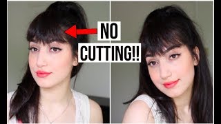 HAIR HACK Fake Bangs Without CuttingAdding Hair [upl. by Gaves]